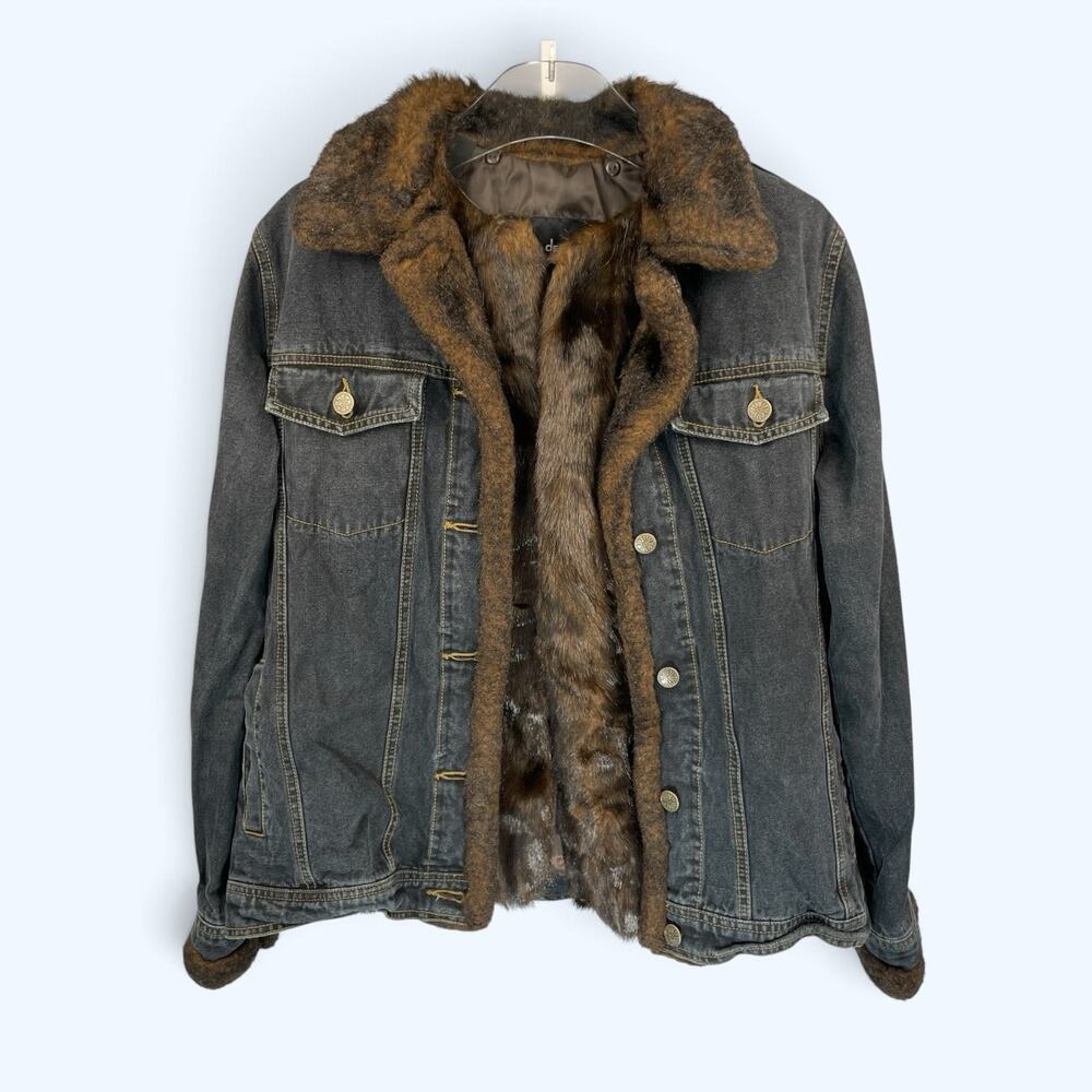 Dennis Basso Denim Faux Fur Jean Jacket and Vest Women's XS